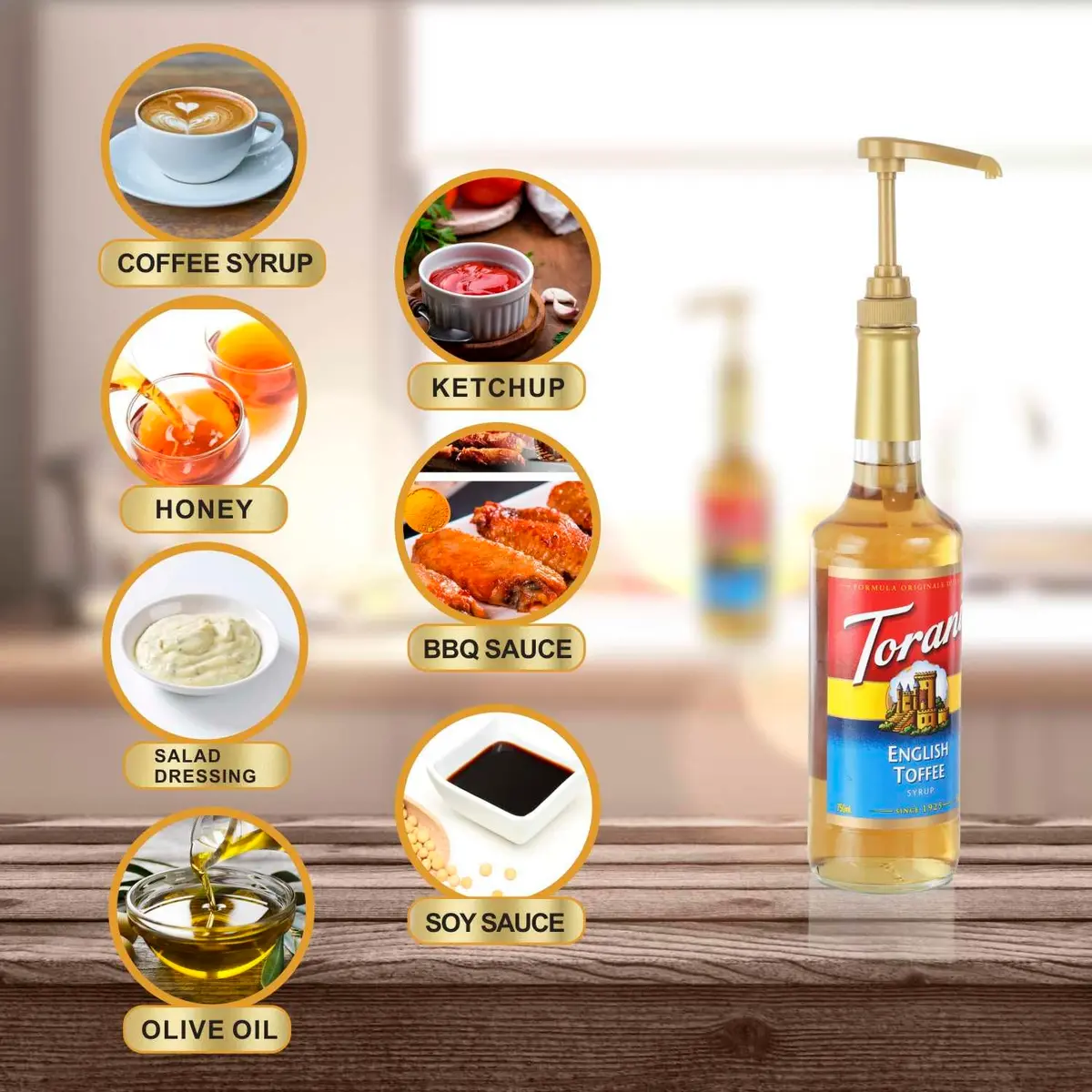 Kinfira 6 Pcs Coffee Syrup Pump Dispenser - Premium Skinny Syrup Pumps Fit for 25.4oz Torani Davinci Bottles (Gold) | Precise Portion & Mess-Free - view 5