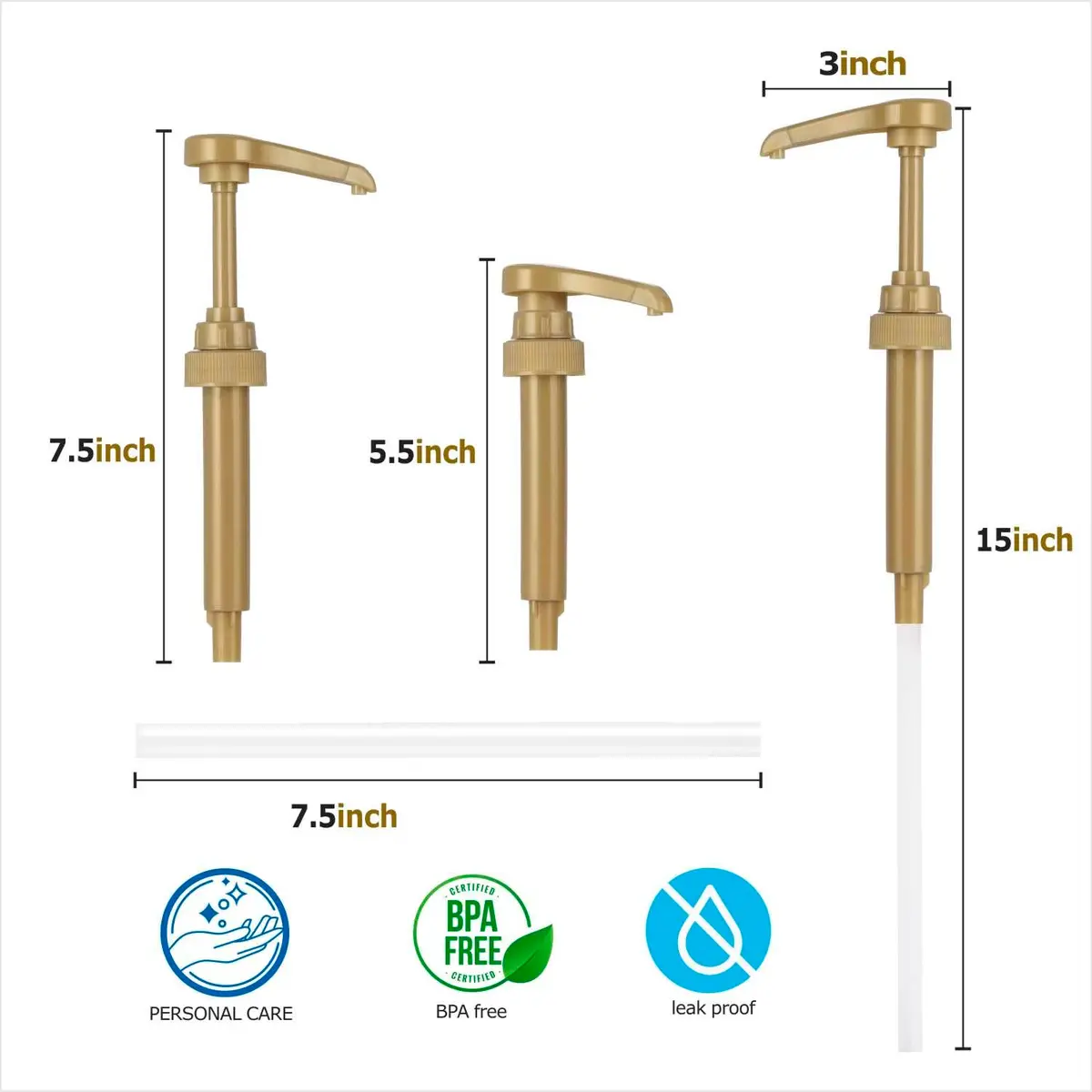 Kinfira 6 Pcs Coffee Syrup Pump Dispenser - Premium Skinny Syrup Pumps Fit for 25.4oz Torani Davinci Bottles (Gold) | Precise Portion & Mess-Free - view 2