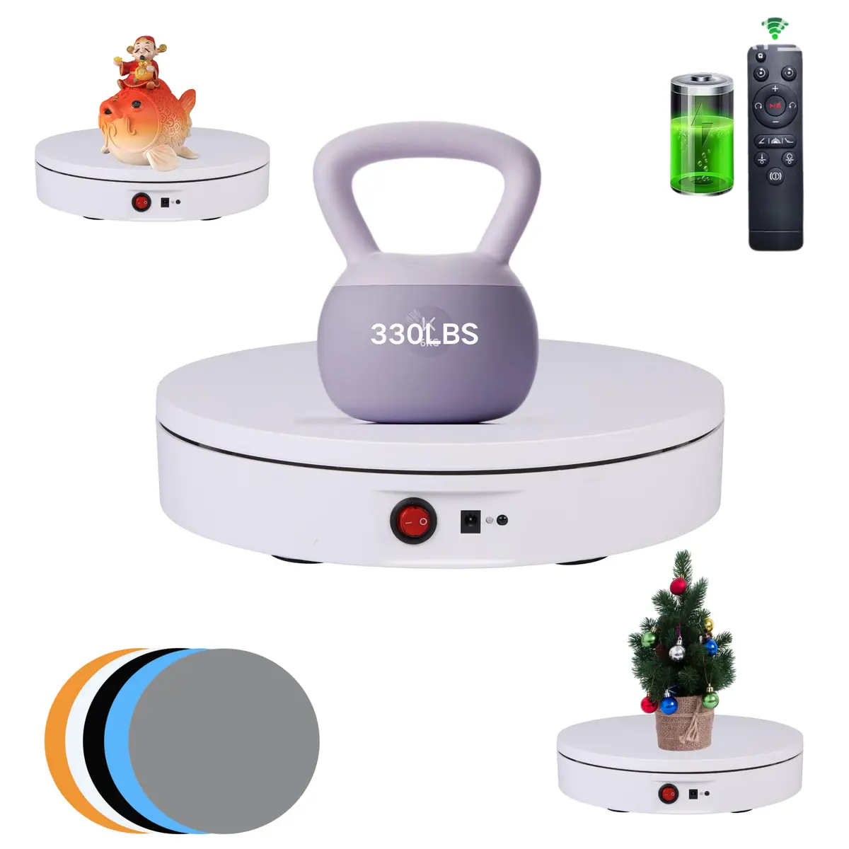 JAYEGT Motorized Rotating Display Stand 11.8inch | 330 Lb Load Capacity, 360° Electric Turntable for Product & Video Display - main product image