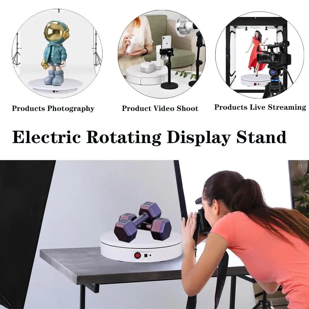 JAYEGT Motorized Rotating Display Stand 11.8inch | 330 Lb Load Capacity, 360° Electric Turntable for Product & Video Display - view 2