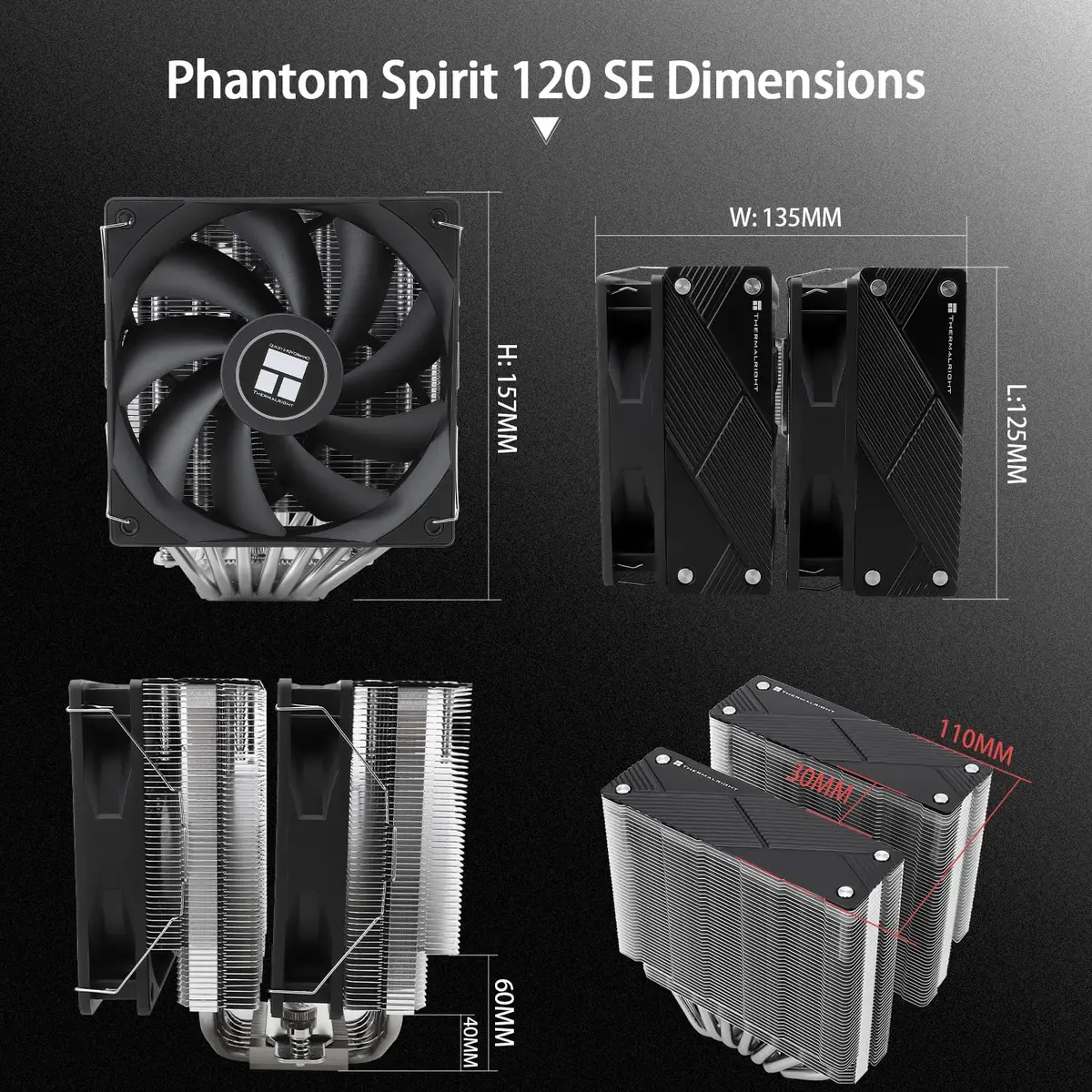 Thermalright Phantom Spirit 120 CPU Cooler Dual TL-C12B V2 PWM Fan 7 Heat Pipes 157mm Height | Compatible with Intel LGA1700/115X/1200/20XX/1851 & AMD AM4/AM5 - view 6