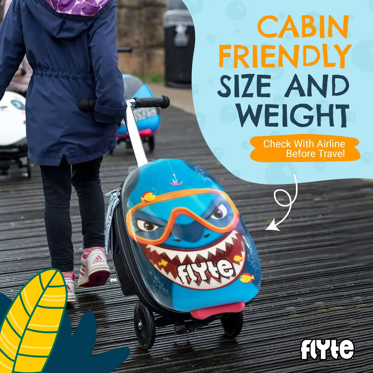 Flyte Kids Scooter Suitcase Stormy the Shark 18" | 25 Litre Capacity Ride On - view 7