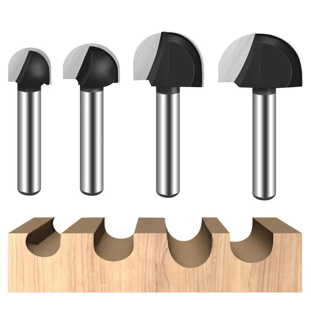 ASNOMY 4Pcs Core Box Router Bit Set 5/8"-1" Cutting Diameter | Precision Woodworking Tool - main product image
