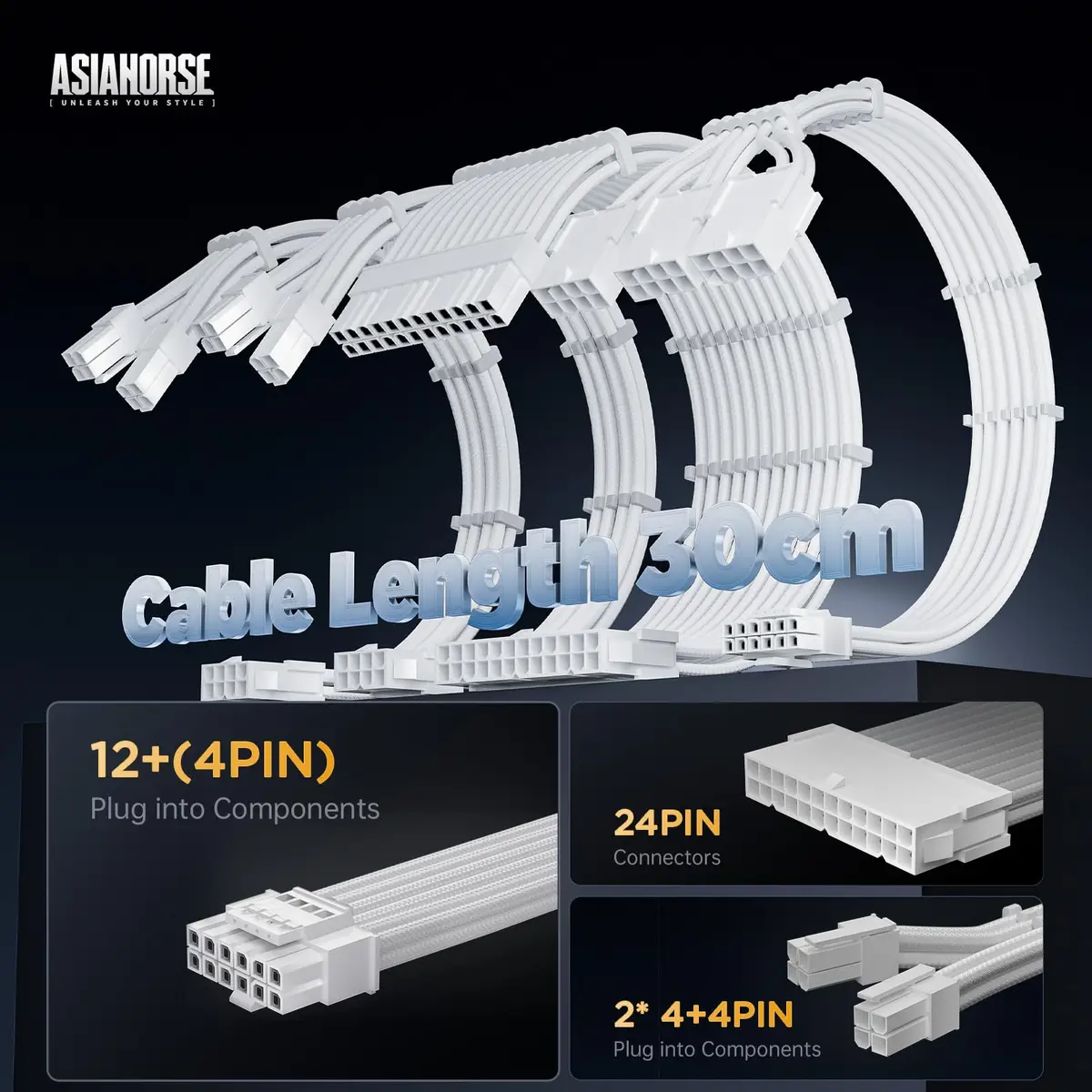 AsiaHorse 12VHPWR Cable Extension Kit, 30cm | Support RTX 40 GPUs & 600W Power - view 2