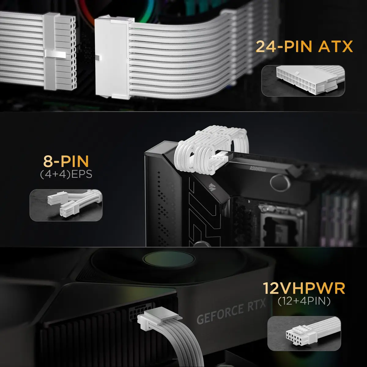 AsiaHorse 12VHPWR Cable Extension Kit, 30cm | Support RTX 40 GPUs & 600W Power - view 4