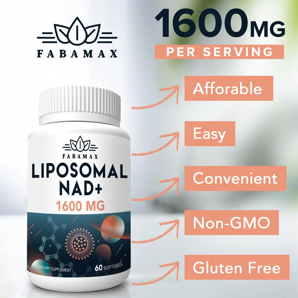 Fabemax 1600 mg Liposomal NAD Supplement | Superior Absorption for Aging & Energy - view 6