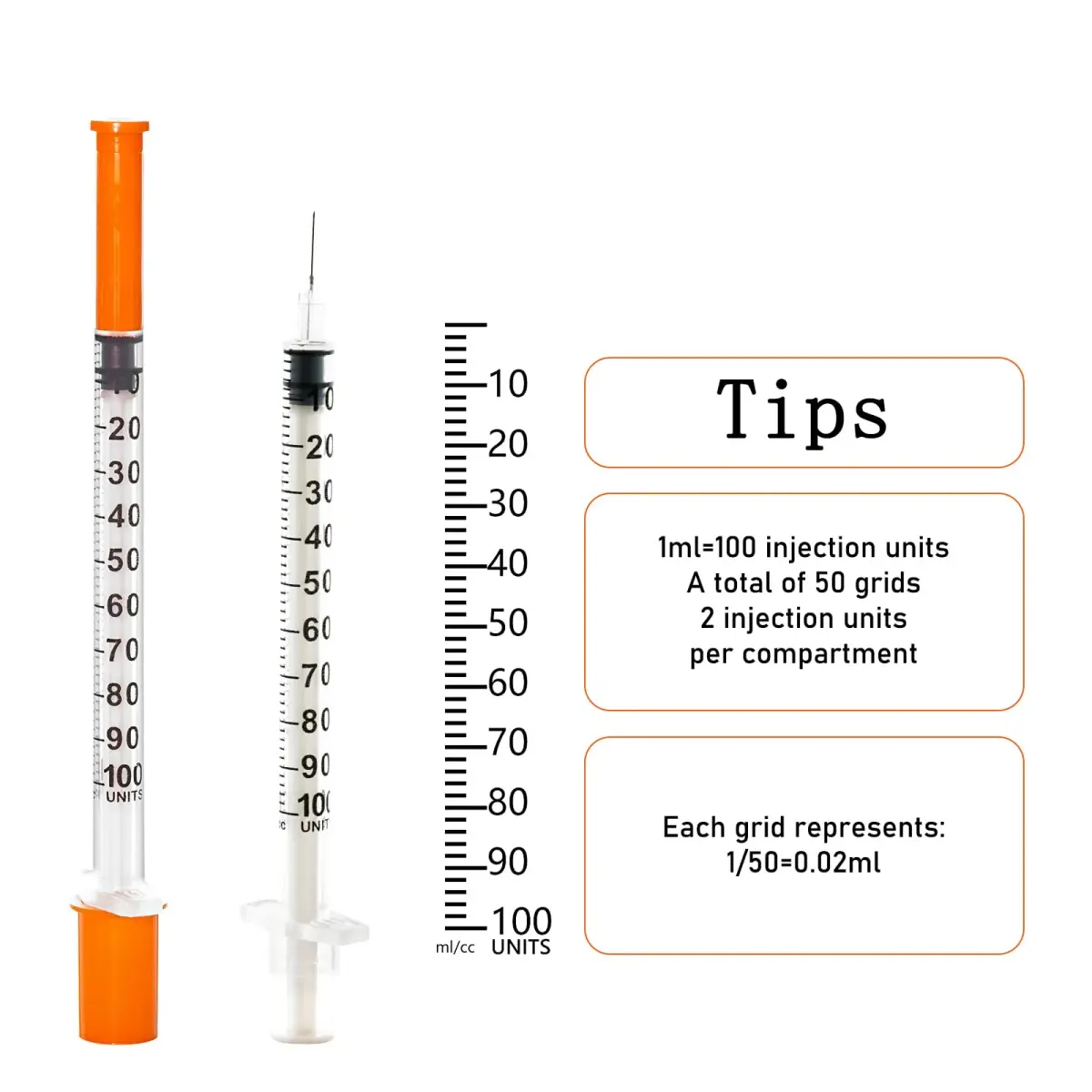 JIBENGAO 1cc Syringe with 31G 8mm Needle - Pack of 50 | Sterile Lab Dispensing Needles - view 5