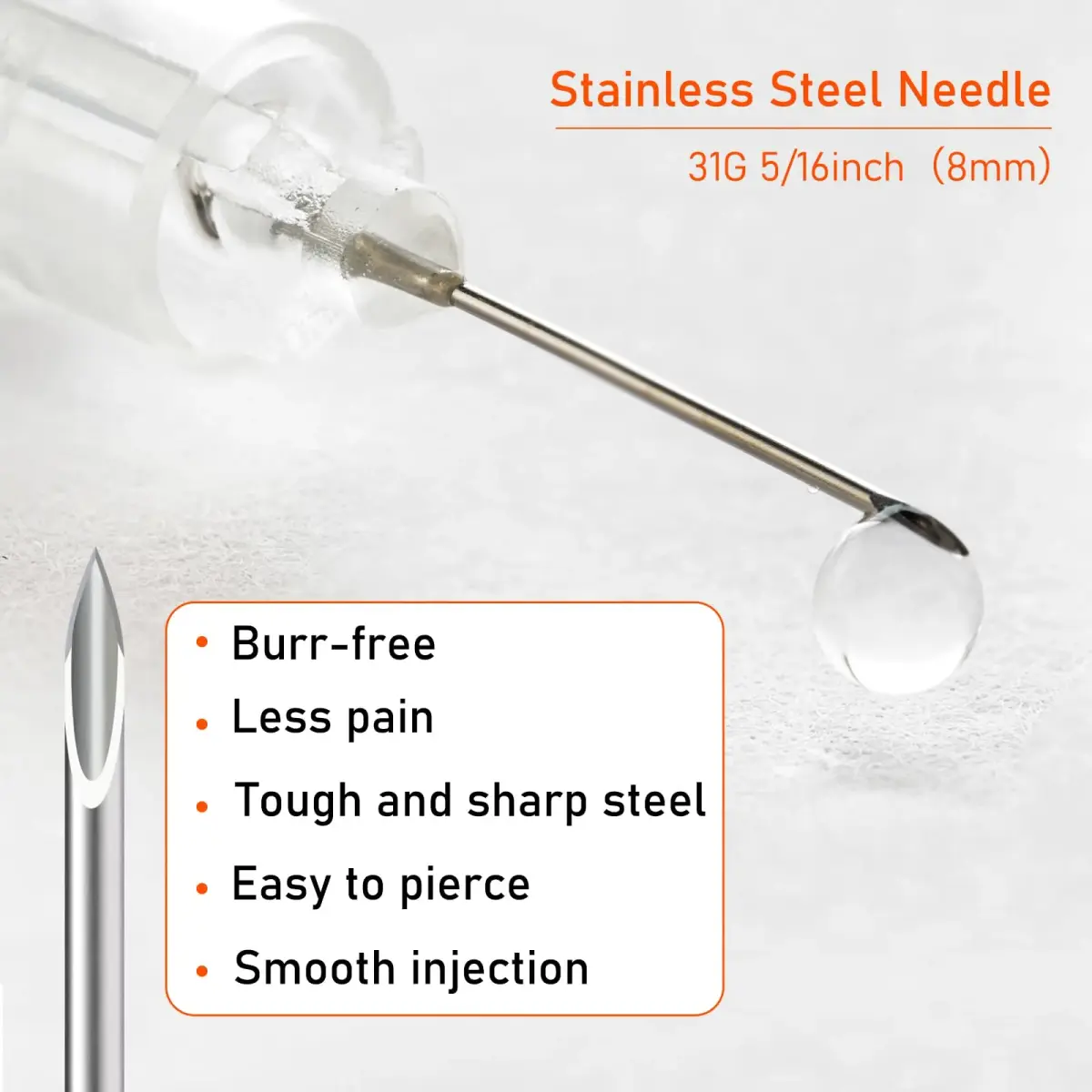 JIBENGAO 1cc Syringe with 31G 8mm Needle, Pack of 100 | Precise Lab Dispensing - view 2