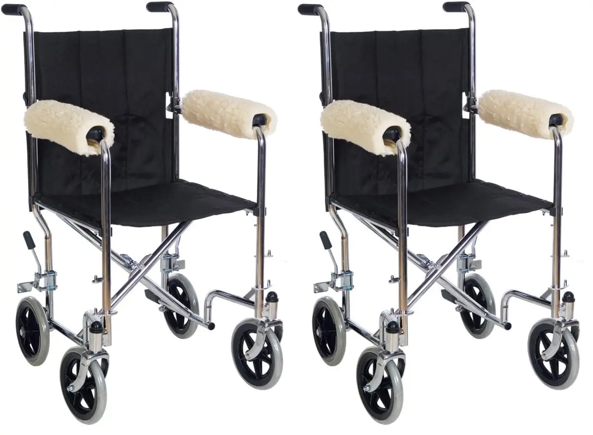 Essential Medical Supply Sheepette Wheelchair Comfort Armrest Pads (Pack of 2) | Relieves pressure & washable - main product image