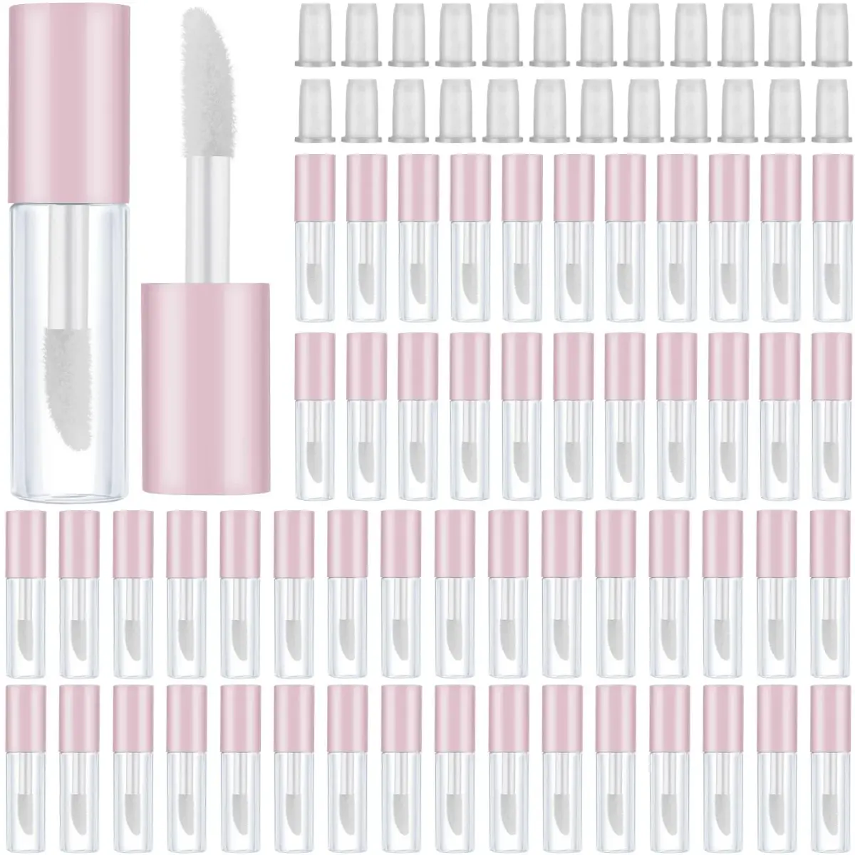 Patelai Pink 1.2 ml Empty Lip Gloss Tubes Refillable Mini Lip Balm Containers (100-Pack) | DIY Makeup Travel Split - main product image