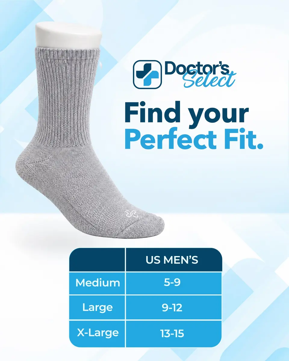 Doctor's Select Diabetic Socks for Men - 4 Pairs Crew Moisture Management | Non Binding, Breathable, Moisture-Wicking - view 7