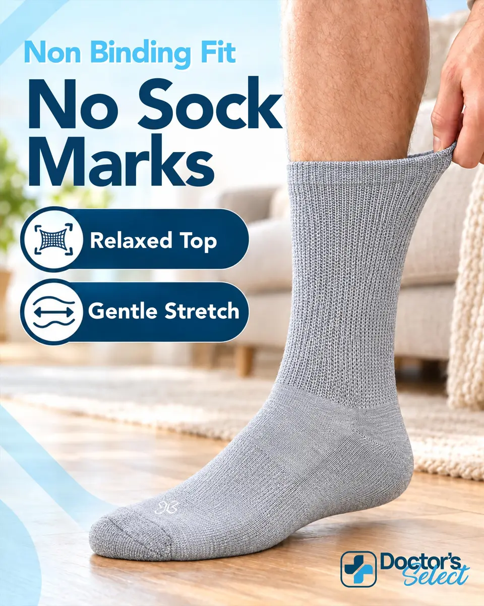 Doctor's Select Diabetic Socks for Men - 4 Pairs Crew Moisture Management | Non Binding, Breathable, Moisture-Wicking - view 2