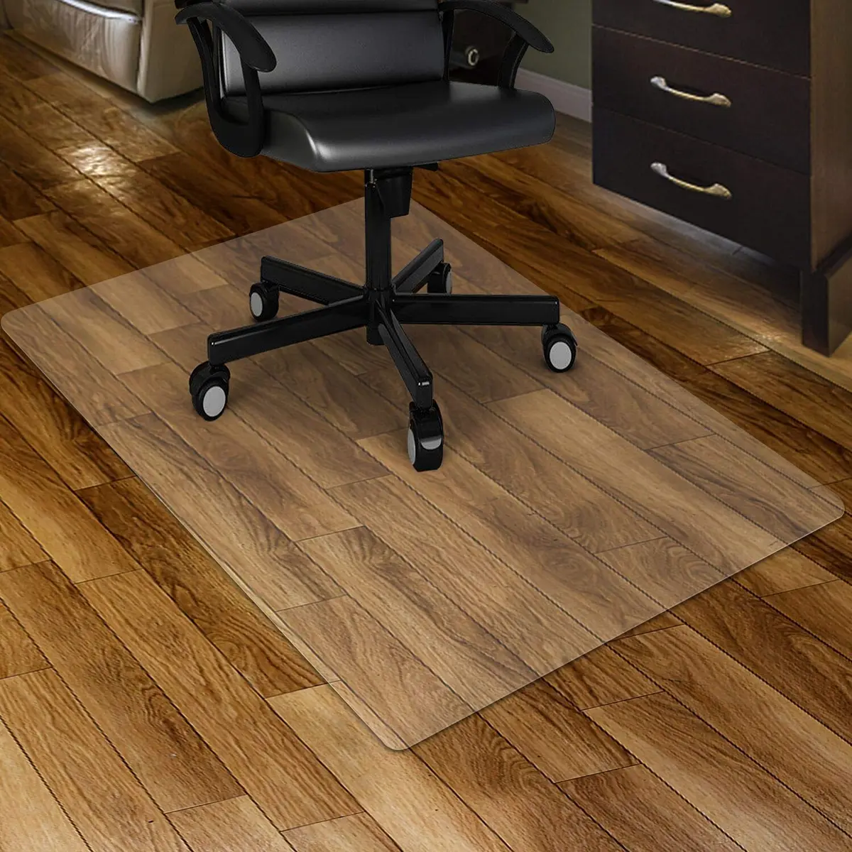 Kuyal Clear Chair Mat for Hardwood Floors 117 x 152 cm (46 x 60 inches) | Protects Floors from Scratches & Scuffs - main product image