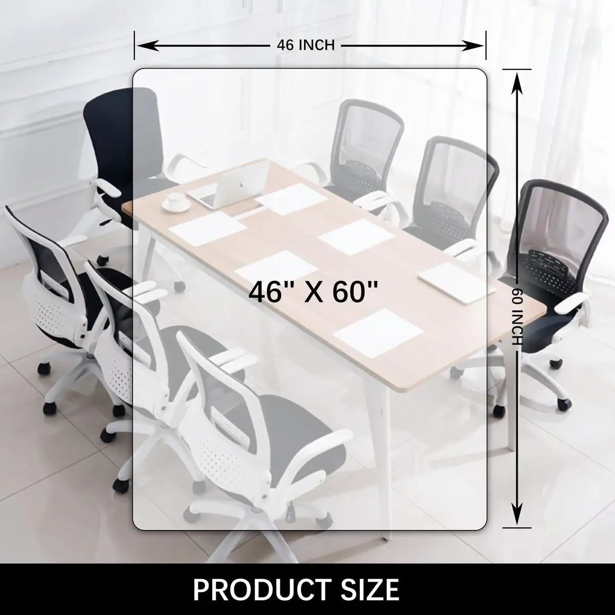 Kuyal Clear Chair Mat for Hardwood Floors 117 x 152 cm (46 x 60 inches) | Protects Floors from Scratches & Scuffs - view 7