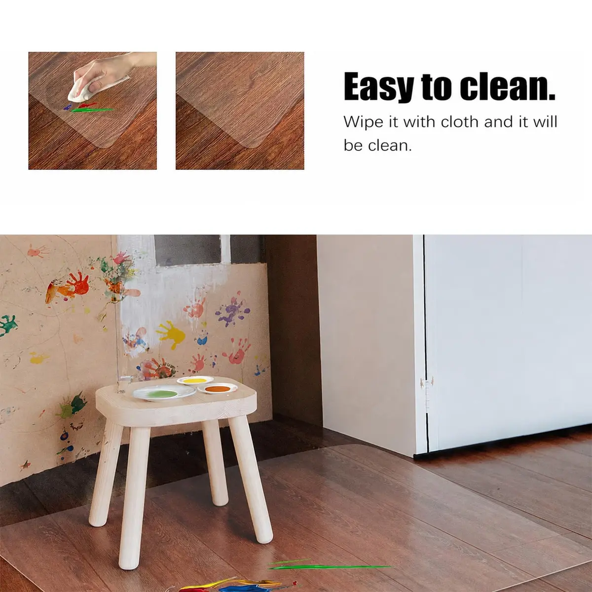 Kuyal Clear Chair Mat for Hardwood Floors 117 x 152 cm (46 x 60 inches) | Protects Floors from Scratches & Scuffs - view 3