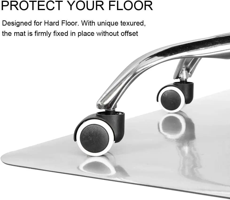 Kuyal Clear Chair Mat for Hardwood Floors 117 x 152 cm (46 x 60 inches) | Protects Floors from Scratches & Scuffs - view 4