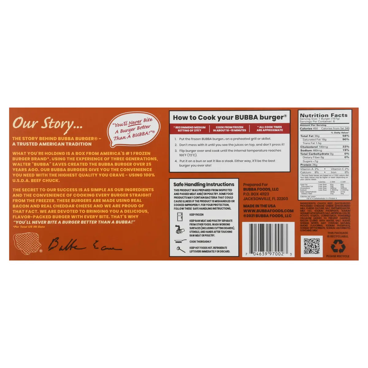 BUBBA Burger Bacon Cheddar Frozen Beef Burger Patties 2 lb | USDA Choice, High Protein, No Fillers (70-120 chars) - view 2