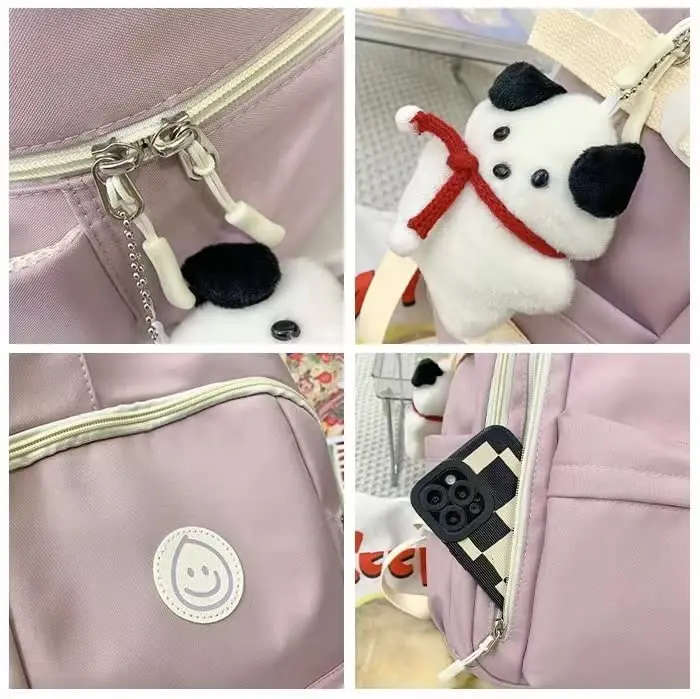 MININAI Pink Backpack with Cute Pendant | Lightweight College Bag for Women - view 8