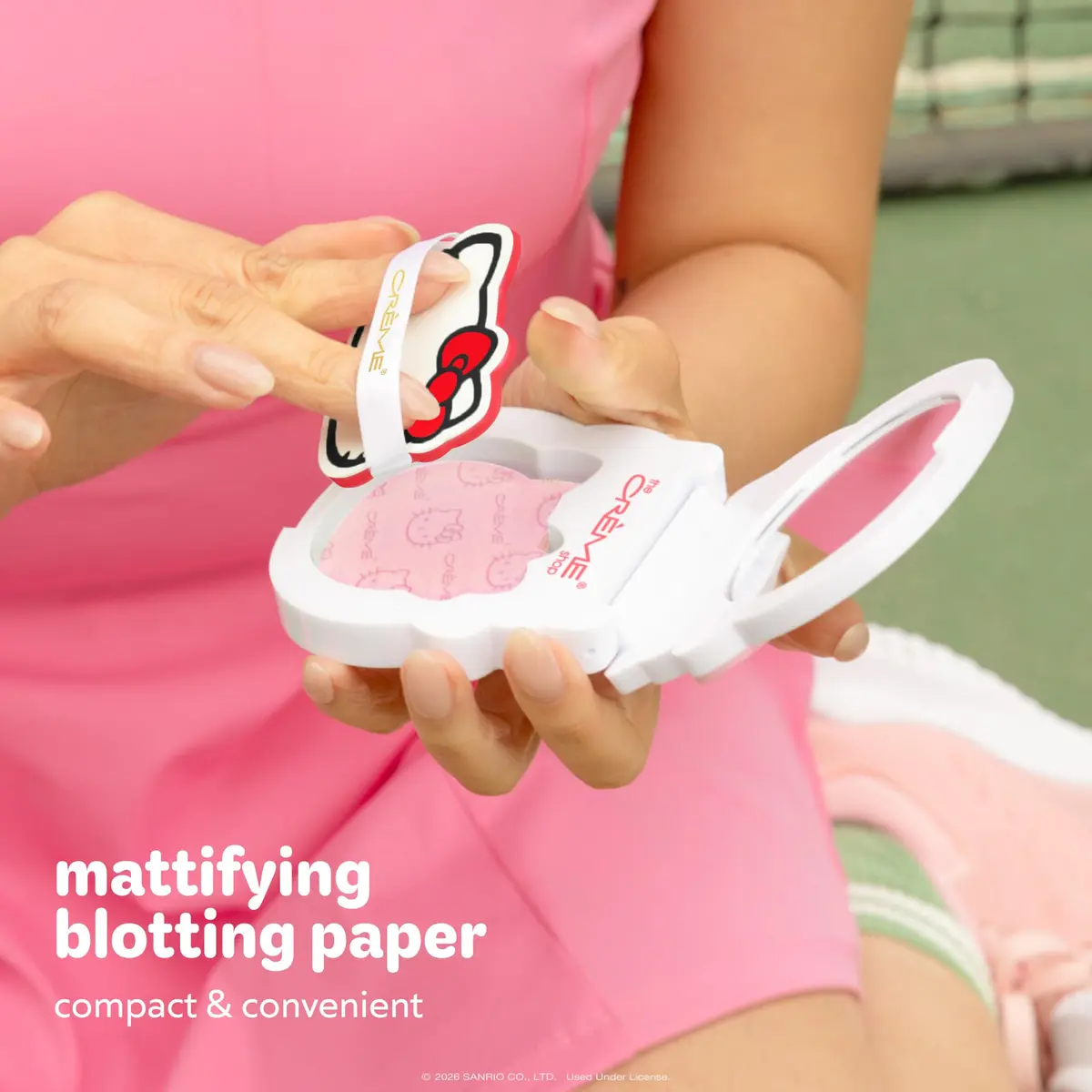 The Crème Shop Hello Kitty Mattifying Blotting Paper with Mirror and Puff 102 Count | Shine-Free Finish for Oily Skin - view 2