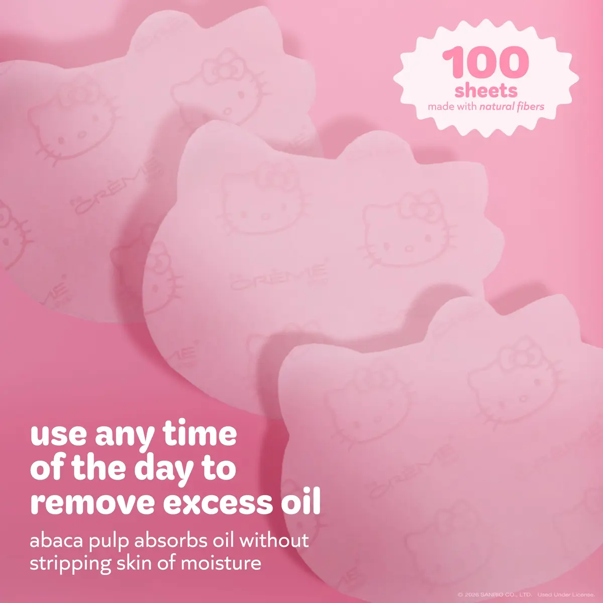The Crème Shop Hello Kitty Mattifying Blotting Paper with Mirror and Puff 102 Count | Shine-Free Finish for Oily Skin - view 3