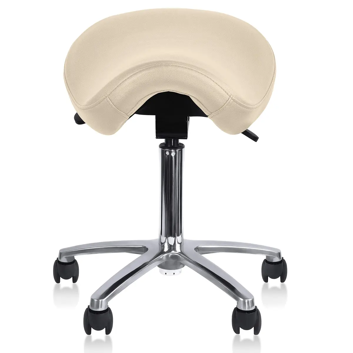 2xhome Ergonomic Saddle Stool | Backless Rolling Office Task Chair with Adjustable Height and Tilt | PU Leather, Foam Padded Seat for Drafting, Medical, Dental Use, Beige, Single, Set of 1 - main product image