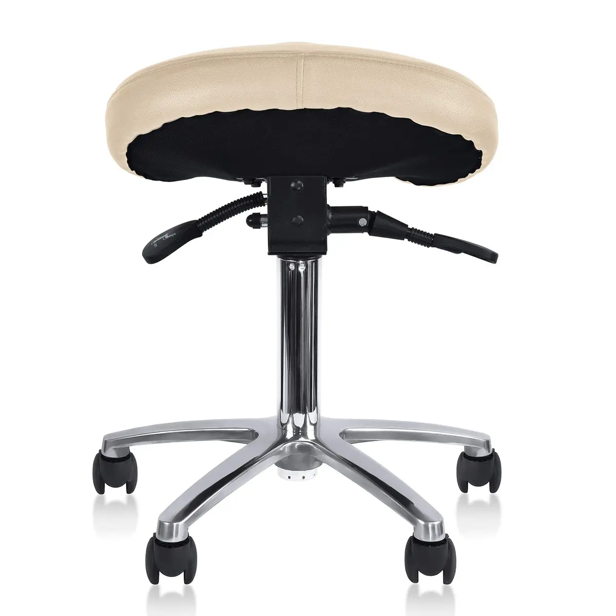 2xhome Ergonomic Saddle Stool | Backless Rolling Office Task Chair with Adjustable Height and Tilt | PU Leather, Foam Padded Seat for Drafting, Medical, Dental Use, Beige, Single, Set of 1 - view 8