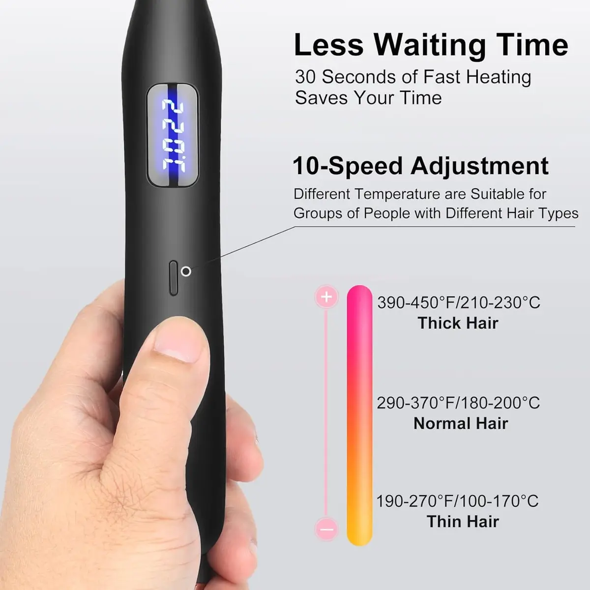 JAETON 3/10" Pencil Flat Iron with 13 Temp Setting Ceramic Small Hair Straightener | Professional Mini for Short Hair & Beard - view 2