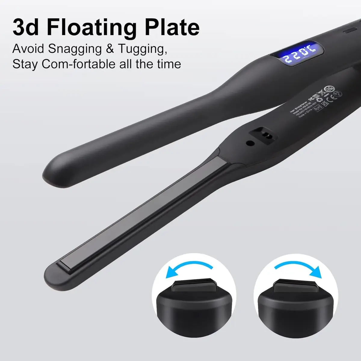 JAETON 3/10" Pencil Flat Iron with 13 Temp Setting Ceramic Small Hair Straightener | Professional Mini for Short Hair & Beard - view 4