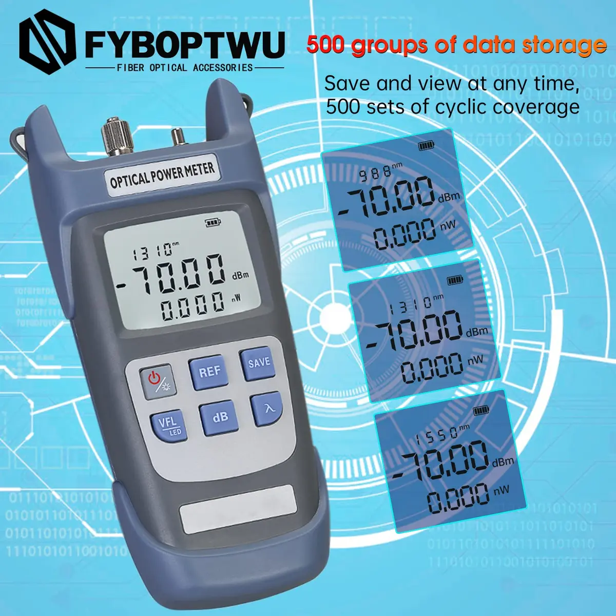 fyboptwu 3-in-1 Fiber Tester OPM+VFL with LED, 2-Pack | Optical Power Meter & Visual Fault Locator - view 3