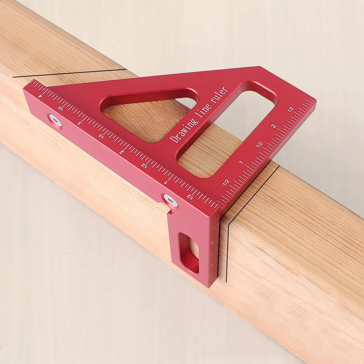KETIPED Imperial 3D Multi-Angle Measuring Ruler,45/90 Degree Aluminum Alloy Woodworking Square Protractor, 4.4 inch | High Precision Layout Tool - main product image