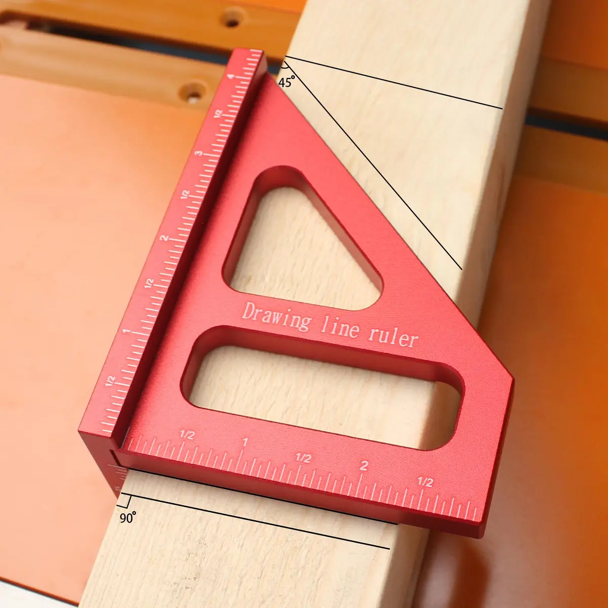 KETIPED Imperial 3D Multi-Angle Measuring Ruler,45/90 Degree Aluminum Alloy Woodworking Square Protractor, 4.4 inch | High Precision Layout Tool - view 3