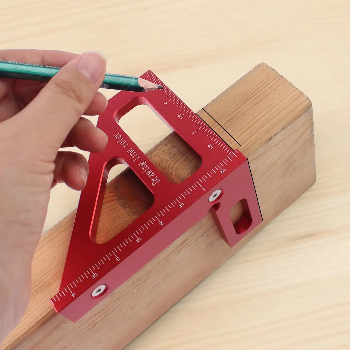 KETIPED Imperial 3D Multi-Angle Measuring Ruler,45/90 Degree Aluminum Alloy Woodworking Square Protractor, 4.4 inch | High Precision Layout Tool - view 4