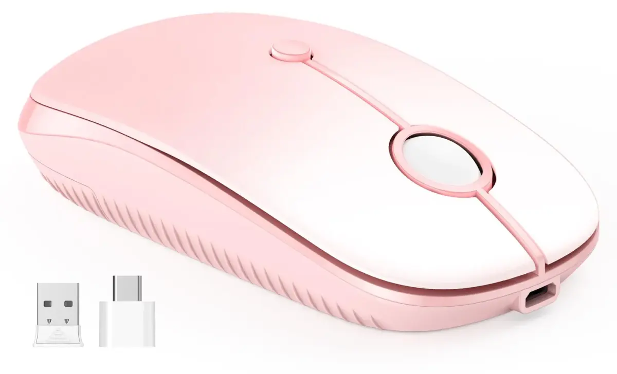 VssoPlor Type-C Wireless Mouse, Dual Mode 2.4G Cordless Mouse with USB & Type-C Receiver, Gradient Pink | Ergonomic Design for PC, Laptop, MacBook - view 8