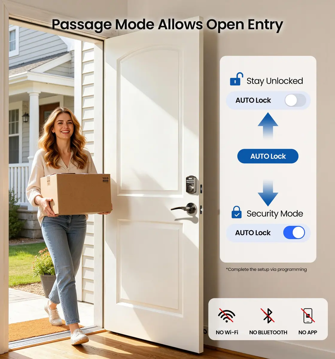 Veise KS01B Keypad Door Lock with 2 Lever Handles Set, Oil Rubbed Bronze | Smart Keyless Entry & Auto Lock - view 9