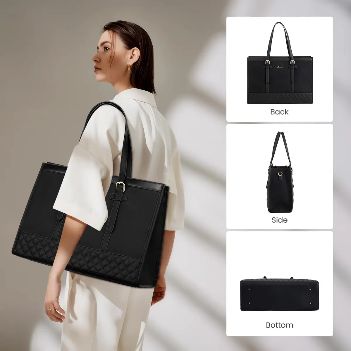 LOVEVOOK Laptop Tote Bag for Women, 15.6 Inch | Stylish & Functional with Laptop Compartment - view 9