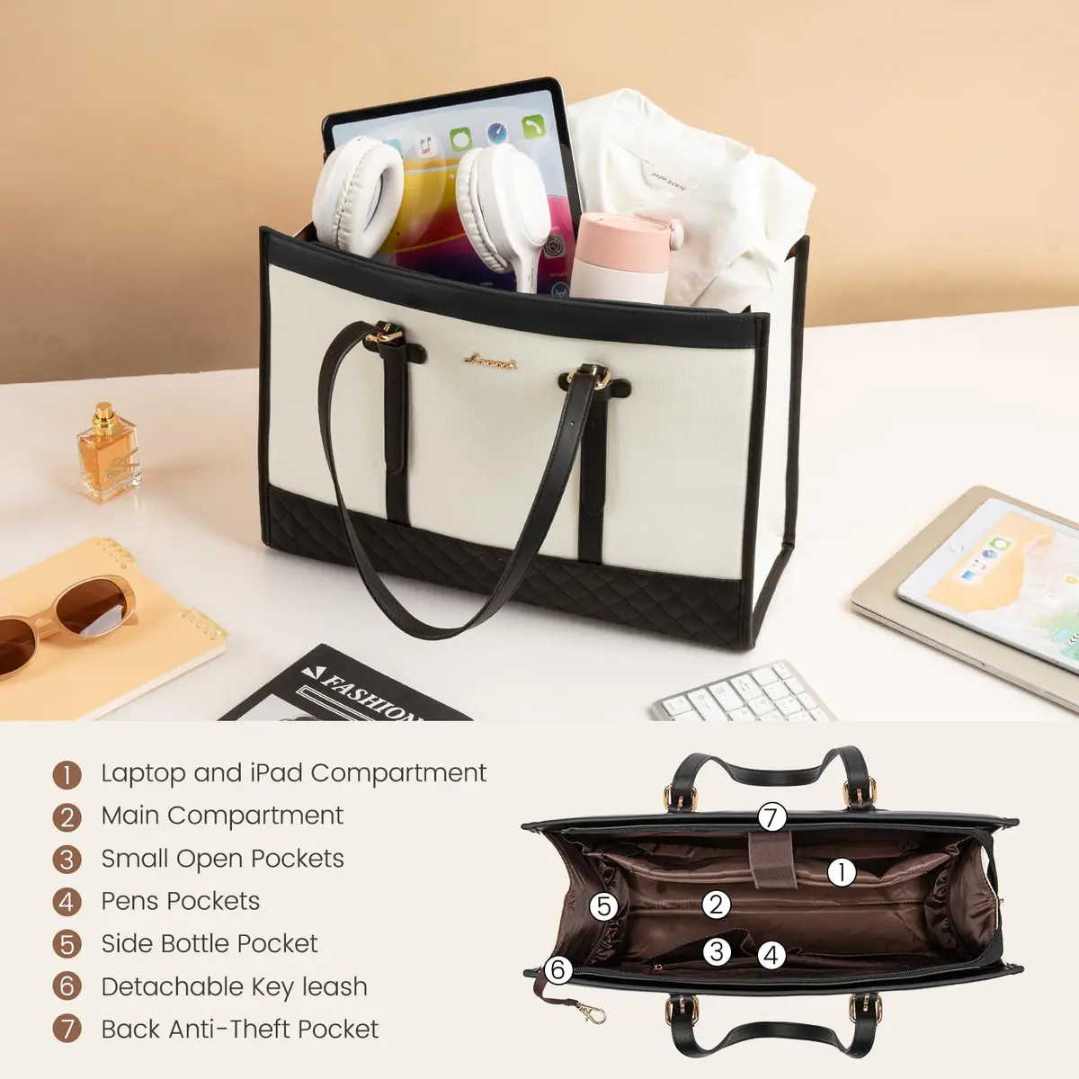 LOVEVOOK Laptop Tote Bag for Women, 15.6 Inch | Stylish & Functional, USA Import - view 5