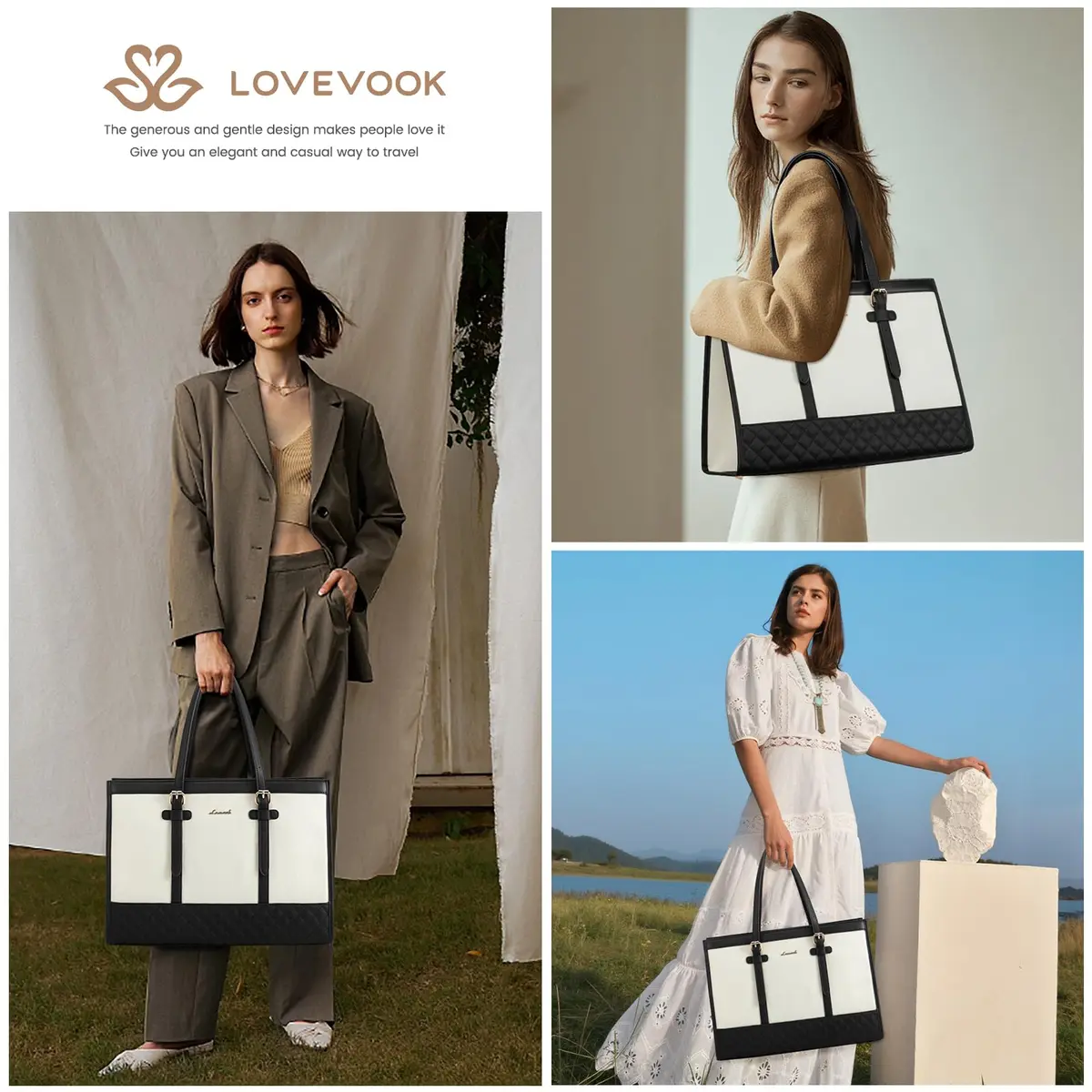 LOVEVOOK Laptop Tote Bag for Women, 15.6 Inch | Stylish & Functional, USA Import - view 2