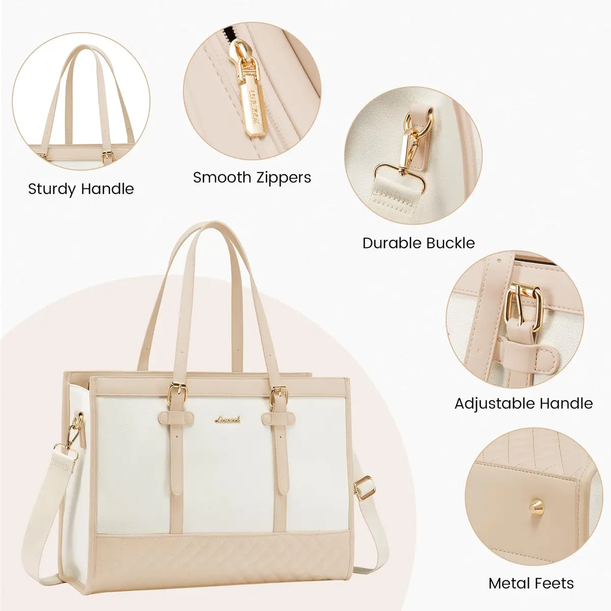 LOVEVOOK Laptop Tote Bag for Women, 15.6 Inch | Stylish & Functional Work Bag - view 5