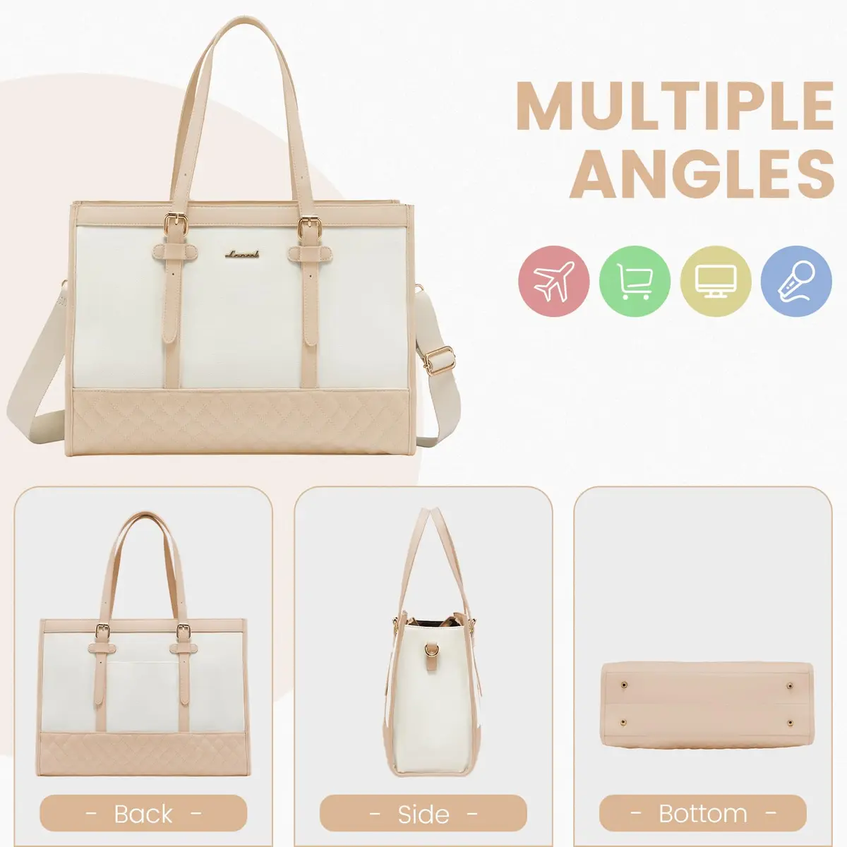 LOVEVOOK Laptop Tote Bag for Women, 15.6 Inch | Stylish & Functional Work Bag - view 8