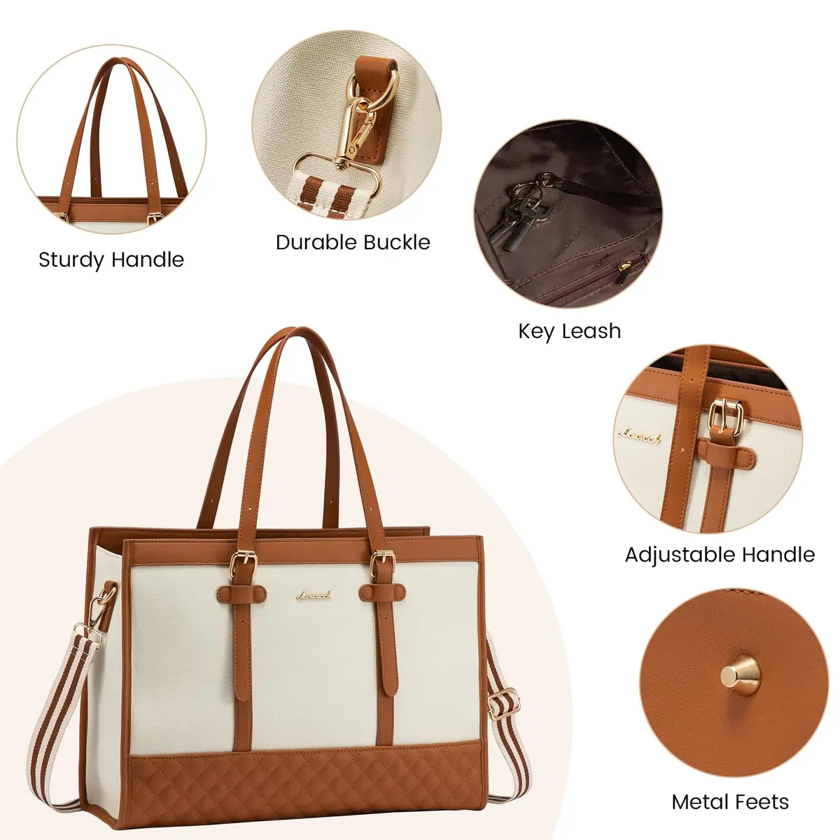 LOVEVOOK Laptop Bag for Women, 15.6 Inch | Stylish & Functional Tote for Work & Travel - view 5