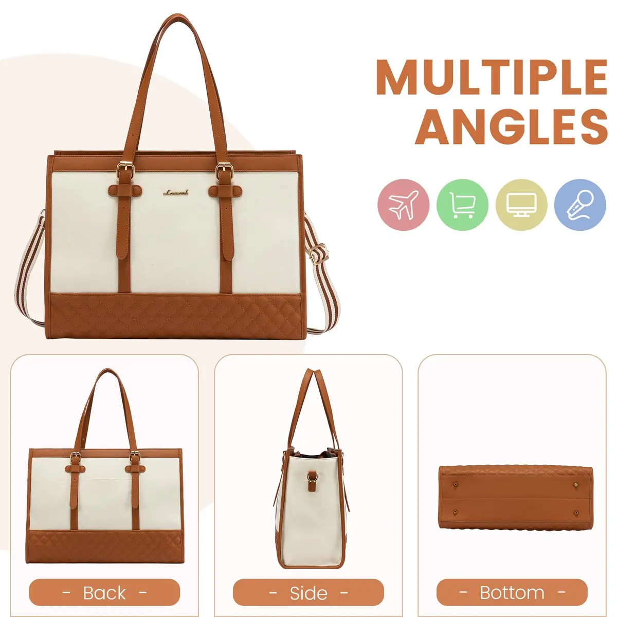 LOVEVOOK Laptop Bag for Women, 15.6 Inch | Stylish & Functional Tote for Work & Travel - view 8
