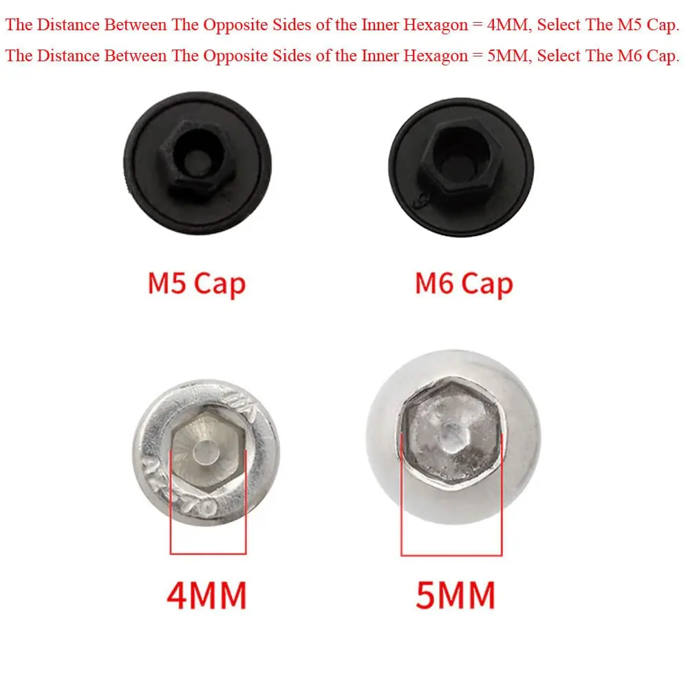 YehVeh Nylon Screw Cap Set (50 Pieces) M5 + M6 | Anti-Dust Hexagon Hole Caps for Allen Screws - view 4