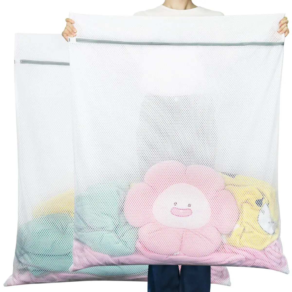 Vivifying Honeycomb Mesh Laundry Bags XXXL Extra Large 109cm x 89cm (2-Pack, White) | Protects Delicates & Bedding in Indian Washers - main product image