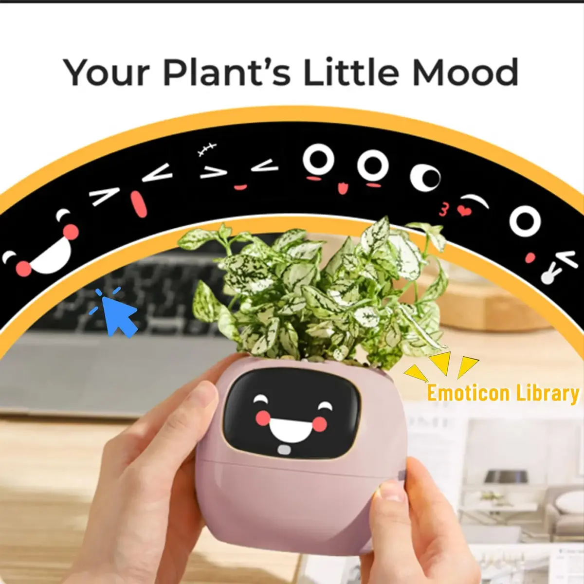 Itigoitie Smart Pet Planter Ivy with LCD Screen & Auto Watering 100ml (Pink) | Interactive AI Plant Care Companion - view 4