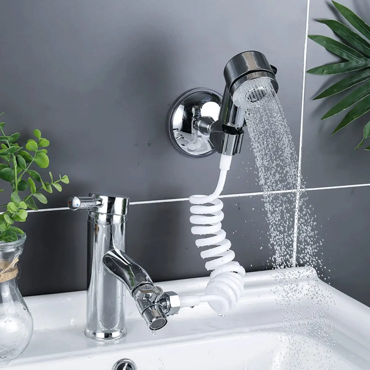 Qusmeiyici Showerhead with Side Control Button | Stainless Steel Adjustable Hair Wash Head - view 5