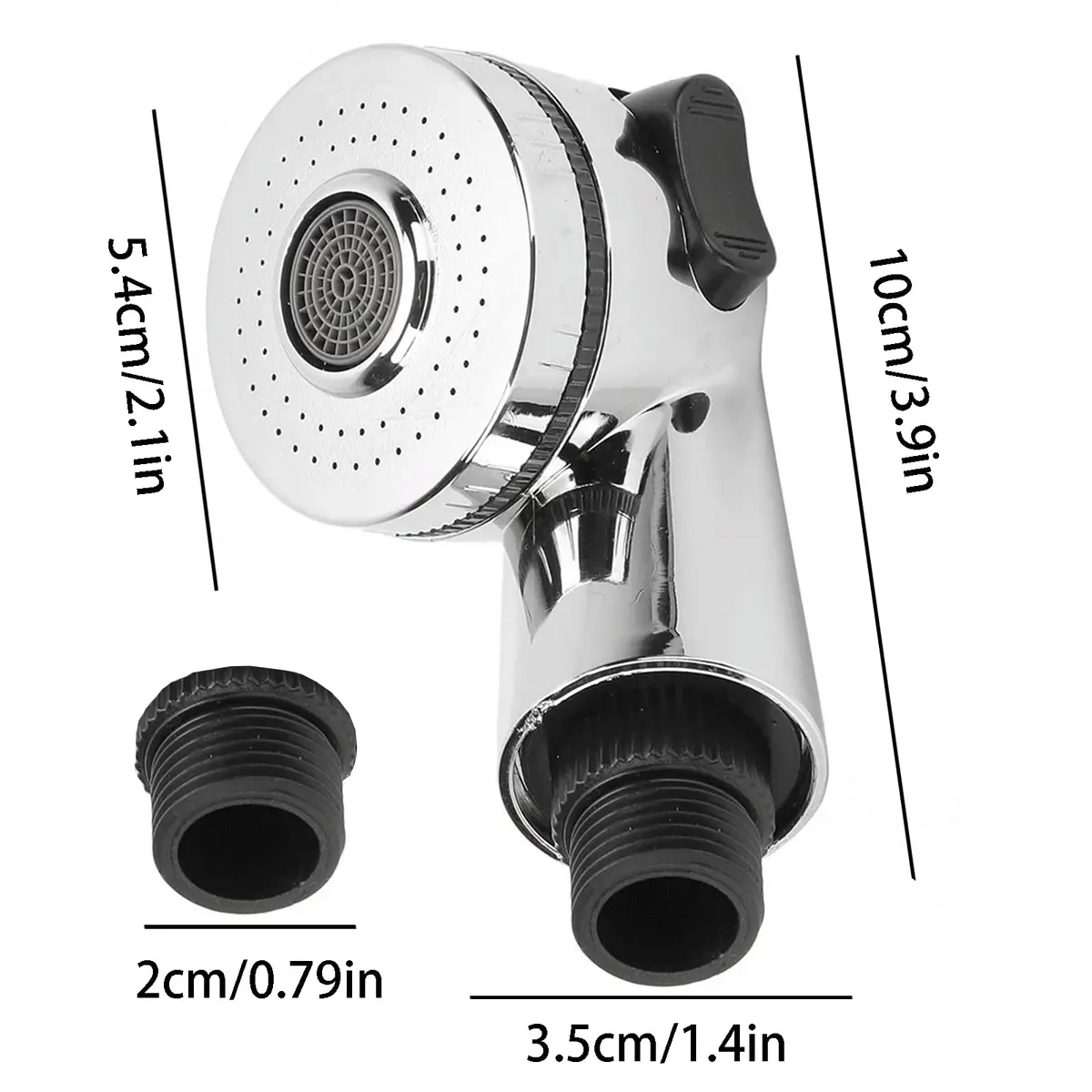 Qusmeiyici Showerhead with Side Control Button | Stainless Steel Adjustable Hair Wash Head - view 2