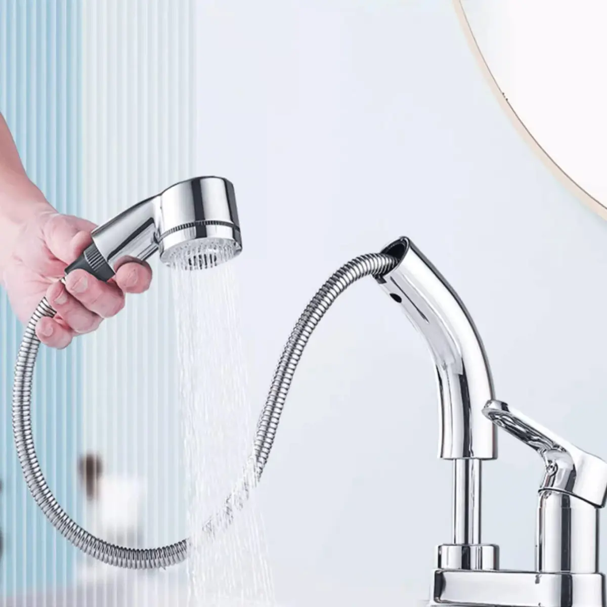 Qusmeiyici Showerhead with Side Control Button | Stainless Steel Adjustable Hair Wash Head - view 3