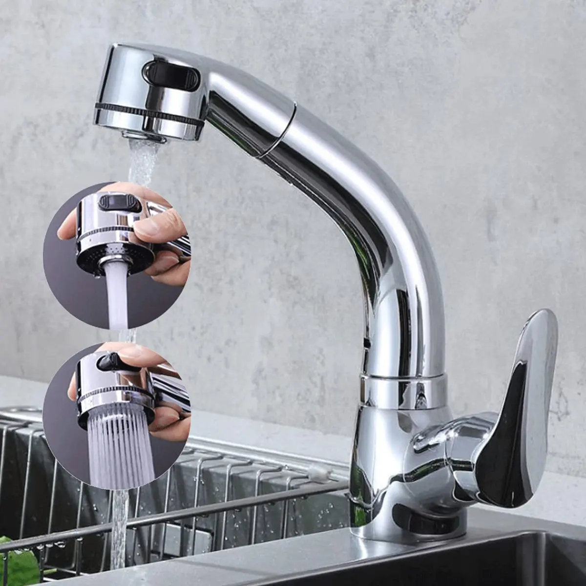 Qusmeiyici Showerhead with Side Control Button | Stainless Steel Adjustable Hair Wash Head - view 4