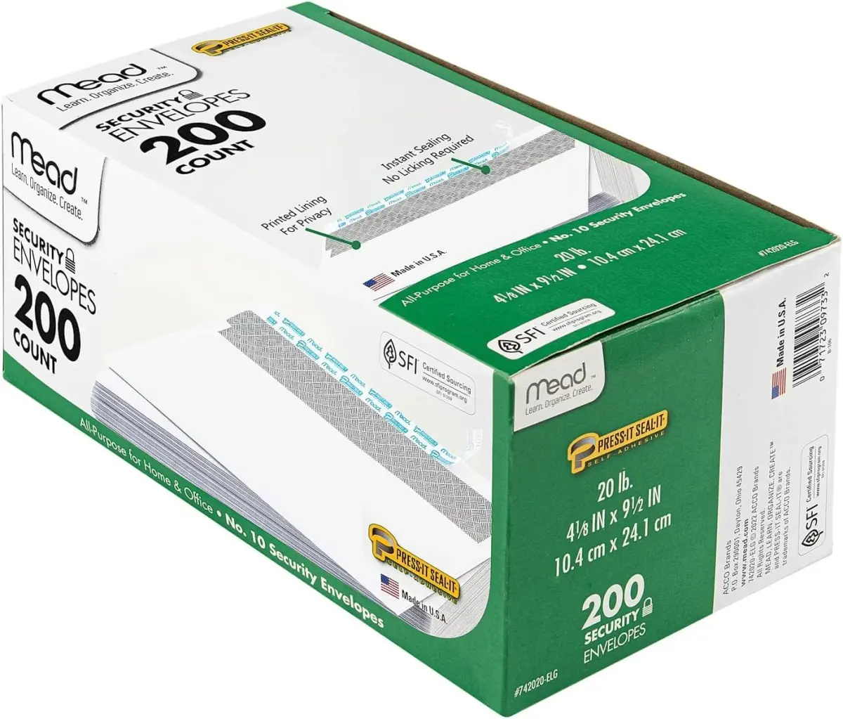 Mead #10 Security Business Envelopes Letter Size (4-1/8" x 9-1/2") - 200 Count | Peel and Seal Privacy Lined Mailing Envelopes - view 4