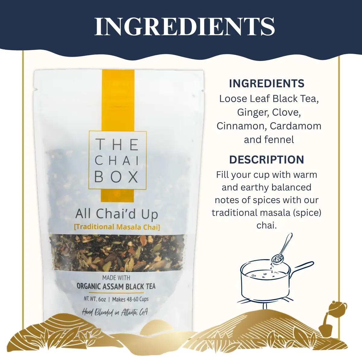 The Chai Box Traditional Masala Chai 6 Oz | Organic Black Tea with Spices - view 2